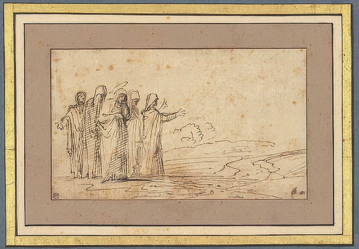 Maria com quatro mulheres sagradas na paisagem de Domenichino