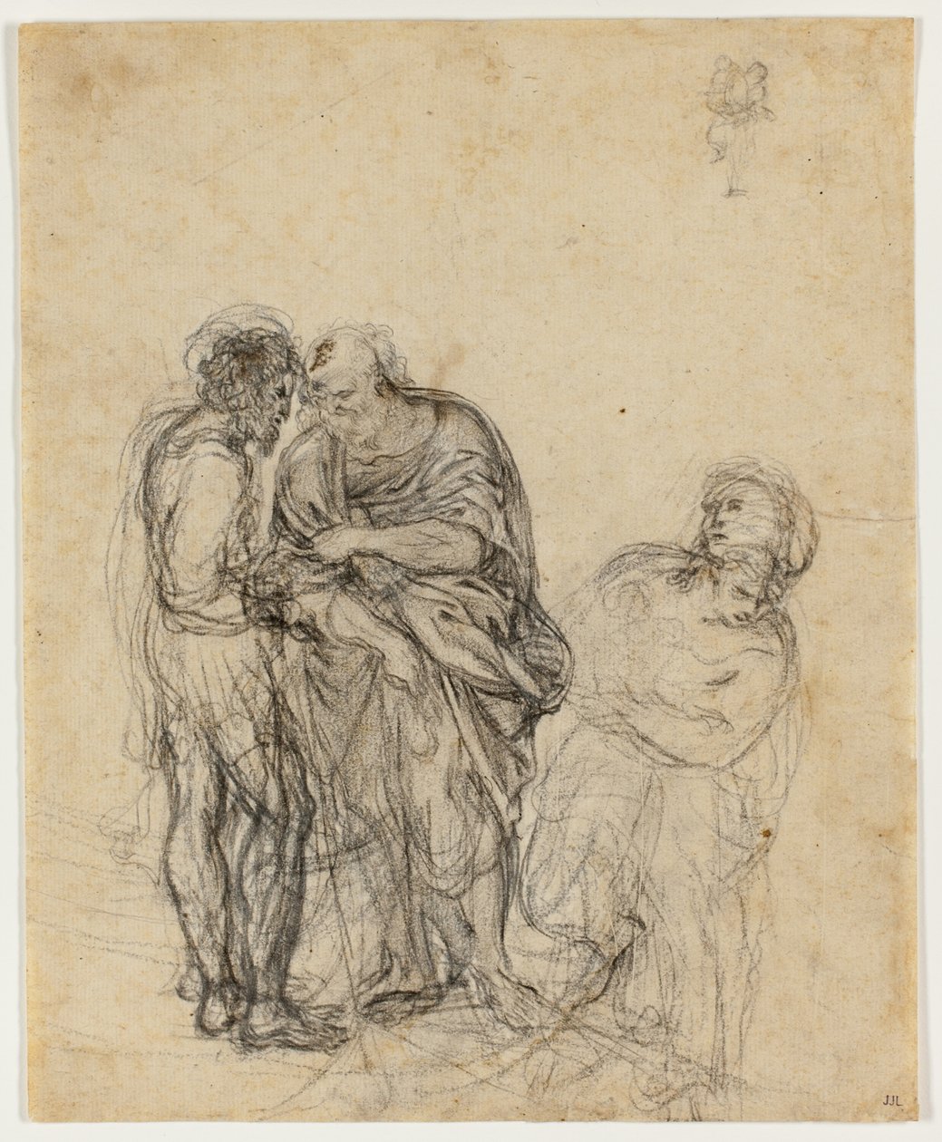 Estudo de um homem velho, um homem mais jovem e uma mulher de Domenichino