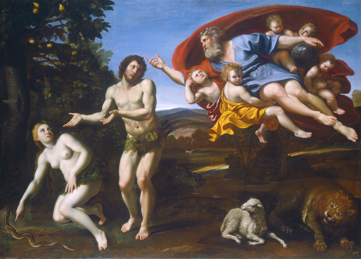 A repreensão de Adão e Eva, 1626. de Domenichino
