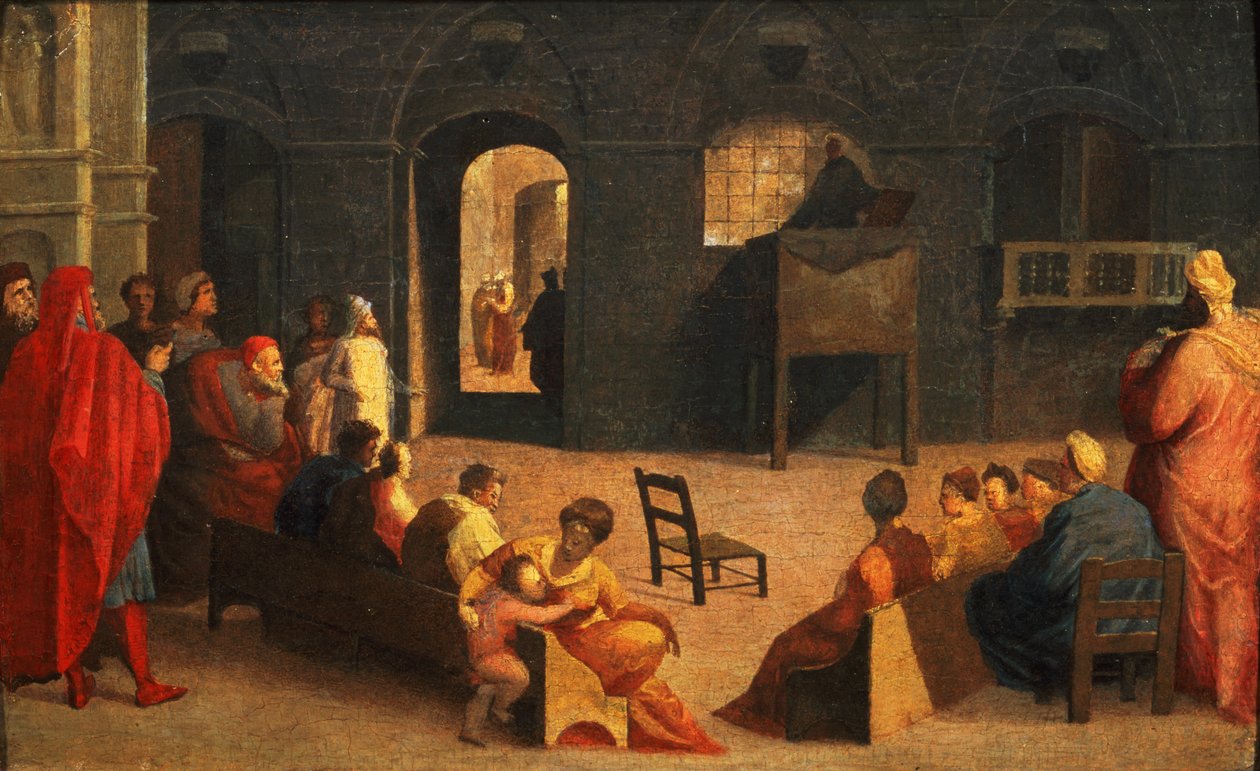 St Bernardino de Siena Preaching de Domenico di Pace Beccafumi  