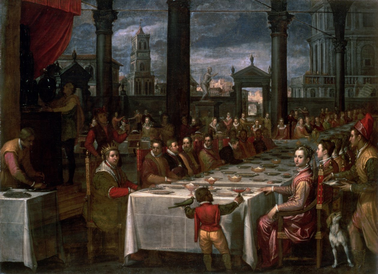 Banquete de casamento do Grão-Duque Ferdinando I da Toscana (1549-1600), 1590 de Domenico Cresti