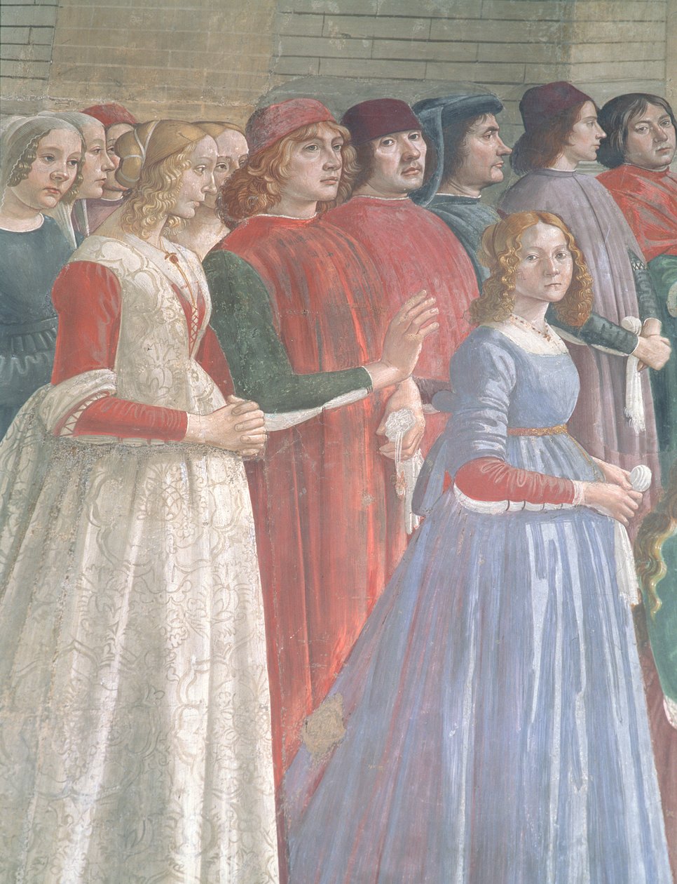 Espectadores florentinos, do Ciclo de São Francisco, Capela Sassetti, 1483 (detalhe) (ver também 60524) de Domenico Ghirlandaio
