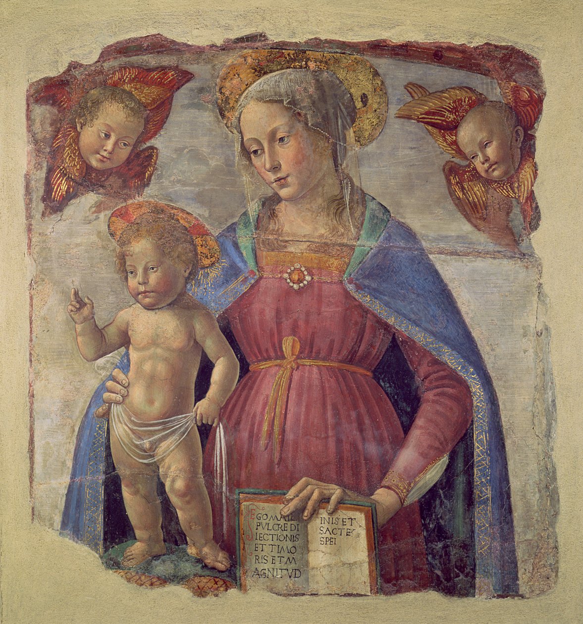 Madonna e criança com anjos de Domenico Ghirlandaio