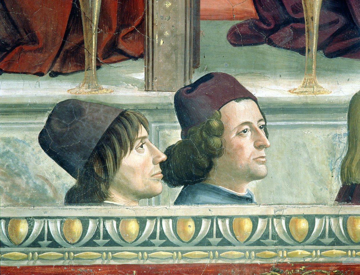 Retratos de Matteo Franco e Luigi Pulci (1432-84) do Ciclo da Vida de São Francisco, c.1483 (ver 52661 e 137591) de Domenico Ghirlandaio
