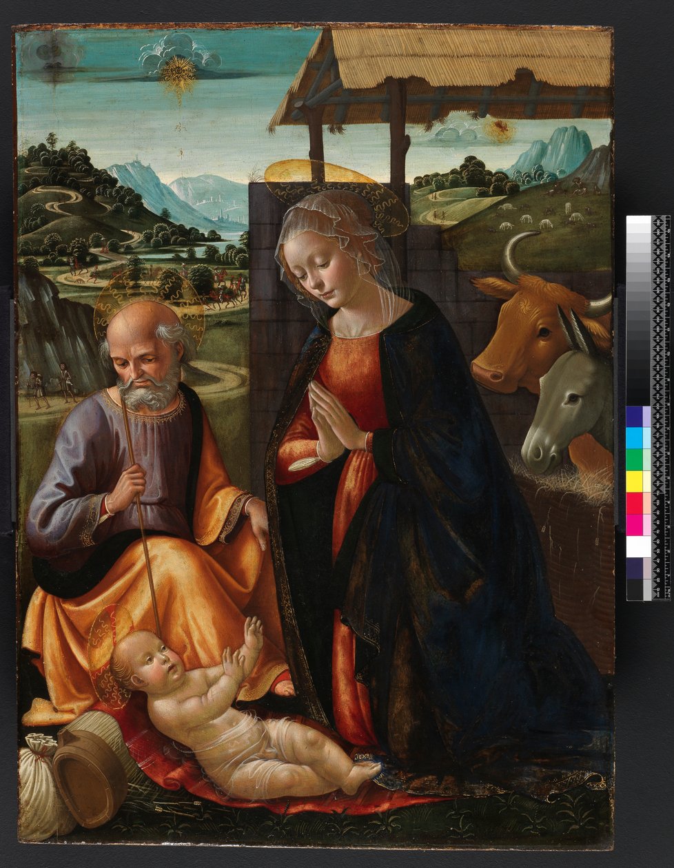 A Natividade (têmpera e óleo no painel) (pós limpeza) de Domenico Ghirlandaio