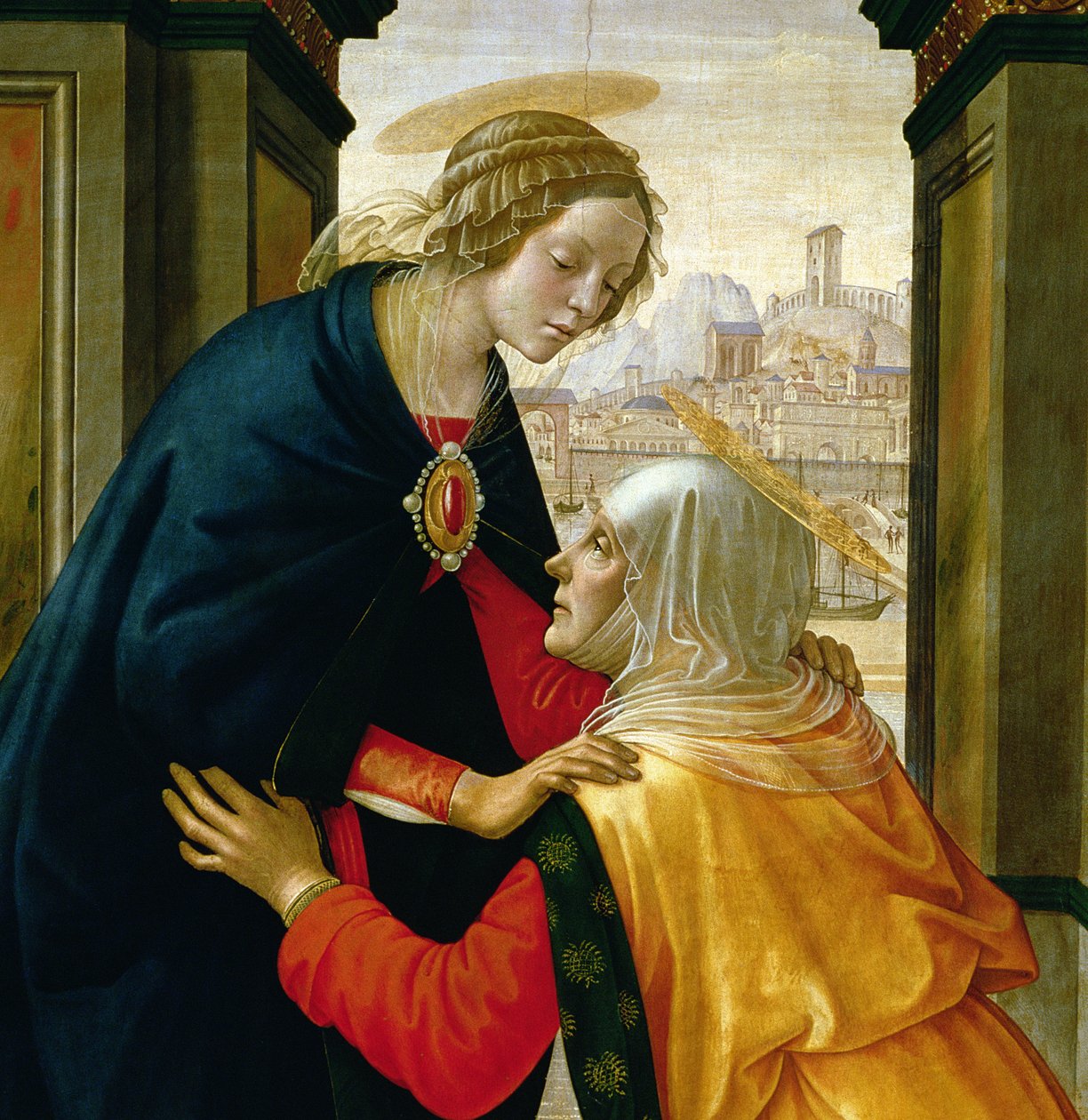 A Visitação, 1491 (têmpera no painel) (detalhe de 192460) de Domenico Ghirlandaio