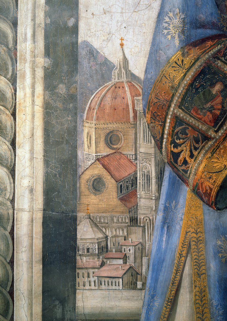 A catedral, detalhe do afresco na Sala dei Gigli, c1470 de Domenico Ghirlandaio