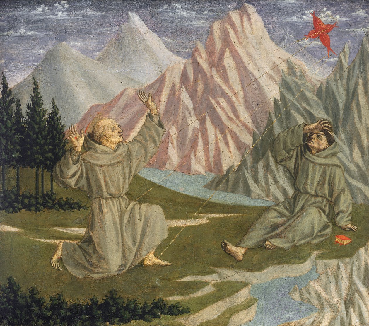 São Francisco Recebendo os Estigmas, c. 1445-50 (tempera no painel) de Domenico Veneziano