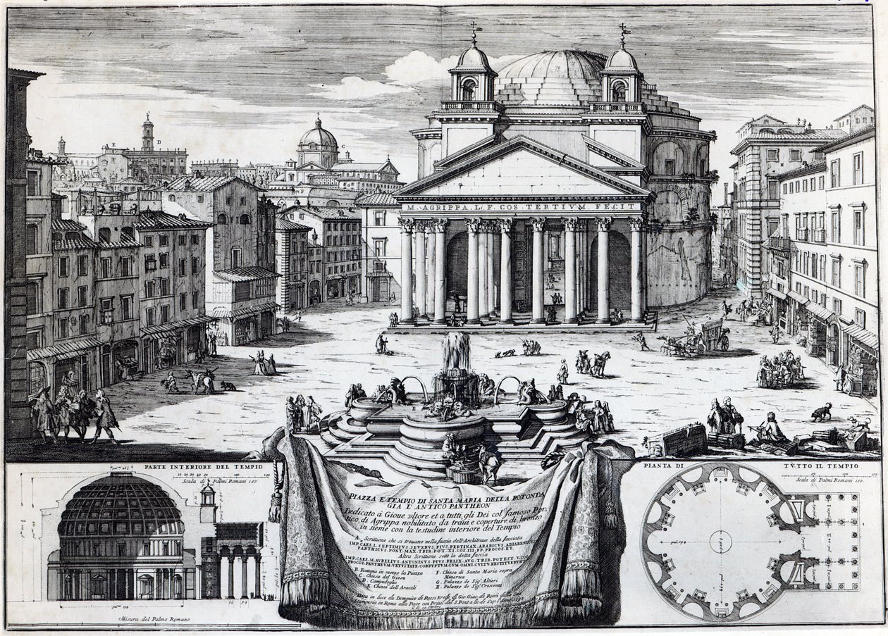 Piazza della Rotonda com vista para o Panteão de Domenico de