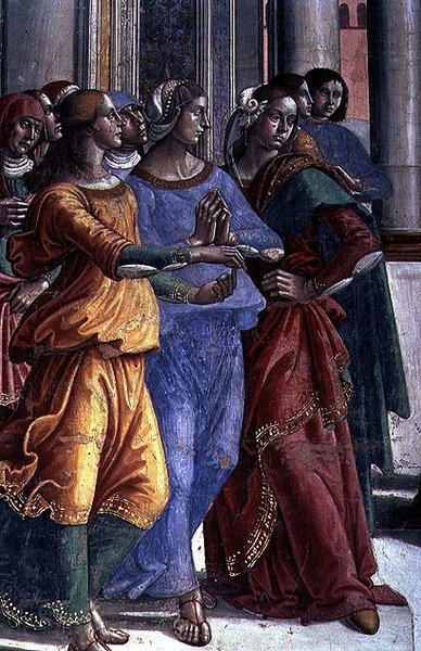 Olhadores, da Virgem Maria no Templo (fresco) (detalhe) de Domenico Ghirlandaio