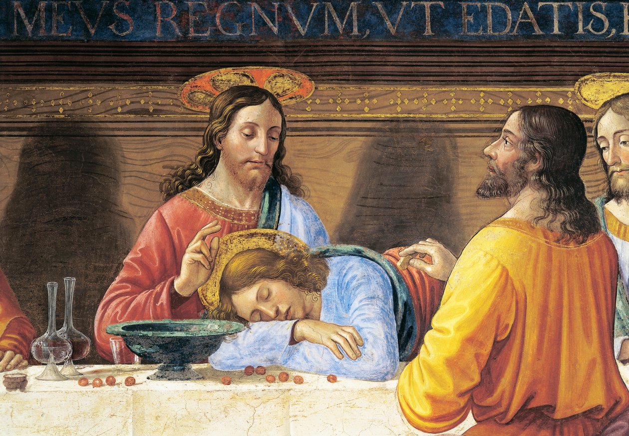 Itália, Florença, Refeitório do Convento de São Marco, Jesus e São João, detalhe da Última Ceia de Domenico Ghirlandaio