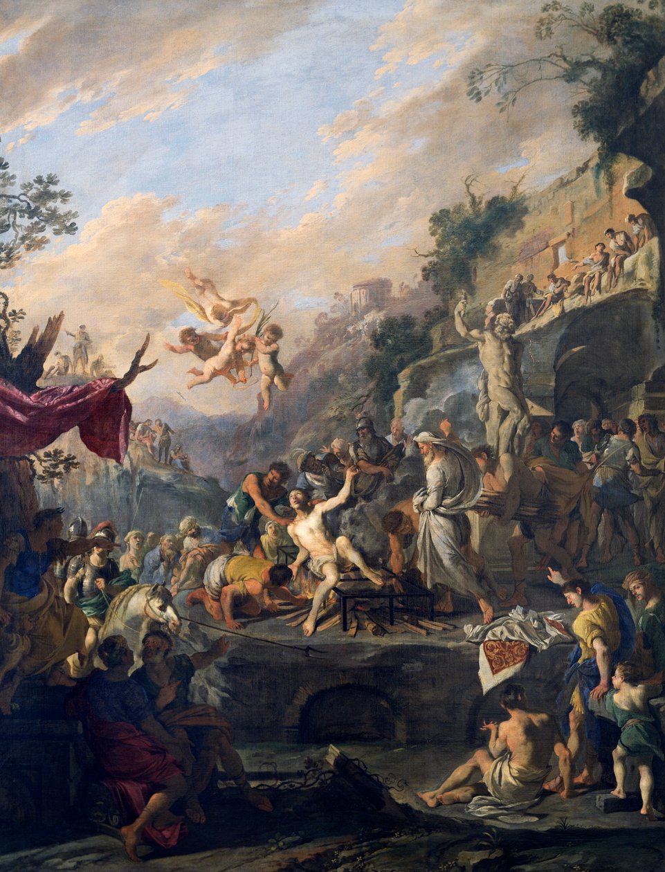 Martírio de São Lourenço, pintura de Domenico Gargiulo chamada Micco Spadaro (1609 ou 1610-ca 1675), Itália de Domenico Gargiulo