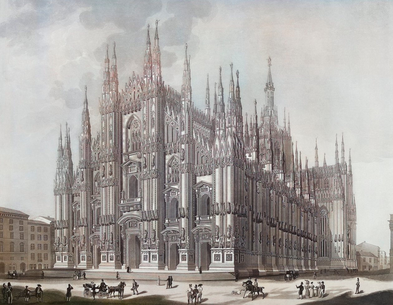 Duomo, ou Catedral de Milão (impressão) de Domenico (after) Landini