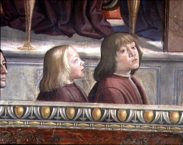 Muro Central do Ciclo da Vida de São Francisco, c.1483 (detalhe) (ver 137591) de Domenico Ghirlandaio