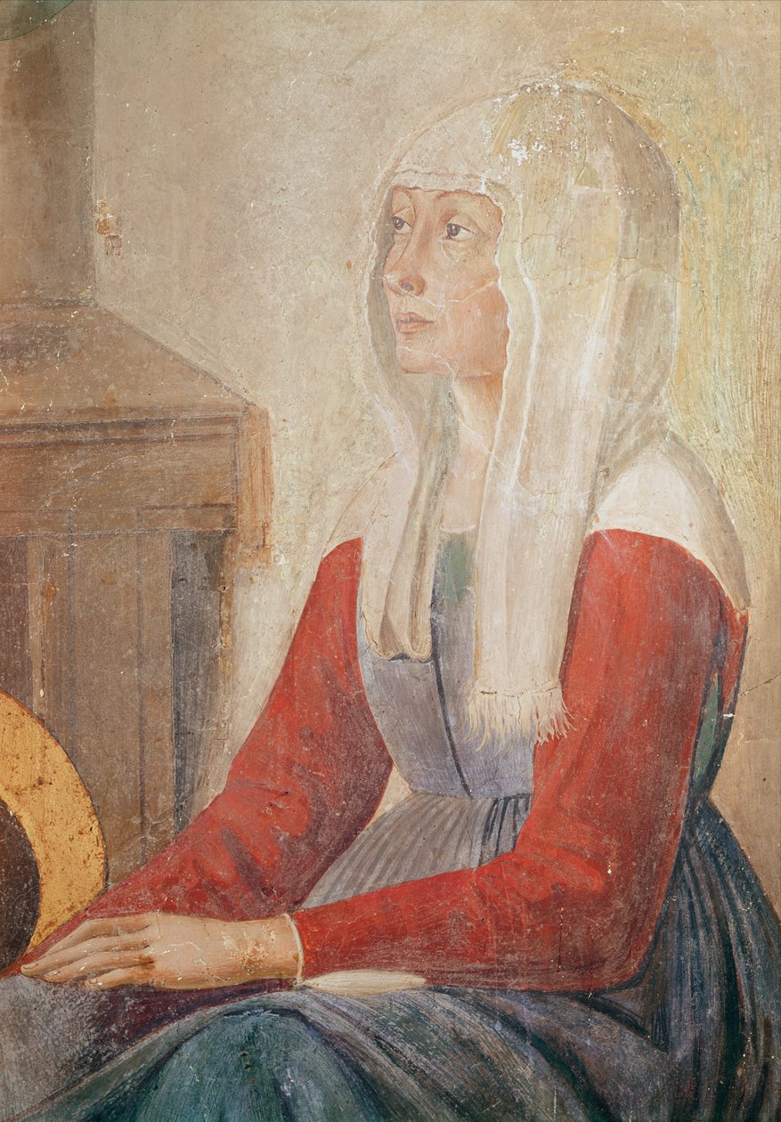 Detalhe de uma mulher da morte de St. Fina, 1482 de Domenico Ghirlandaio