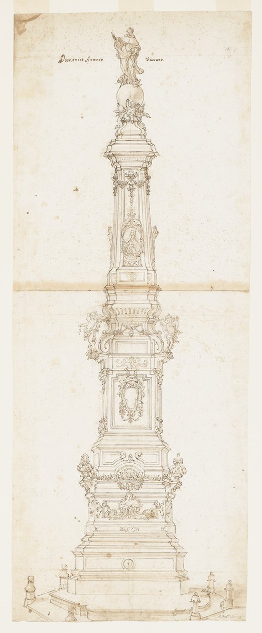 Projeto para o Obelisco de São Domingos, Piazza San Domenico Maggiore, Nápoles de Domenico Antonio Vaccaro