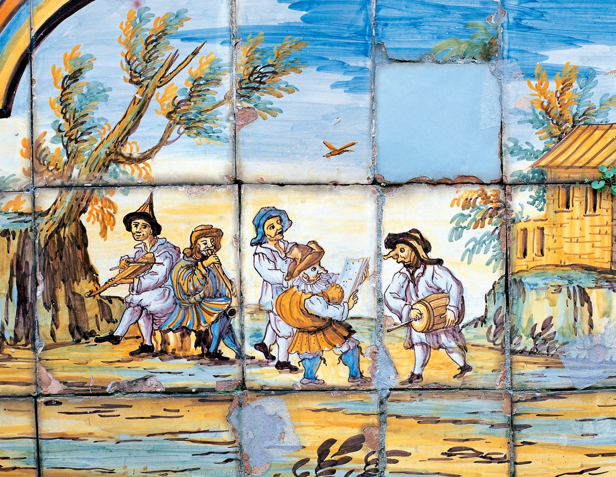 Detalhe da decoração majolica do Claustro das Clarissas de Domenico Antonio Vaccaro