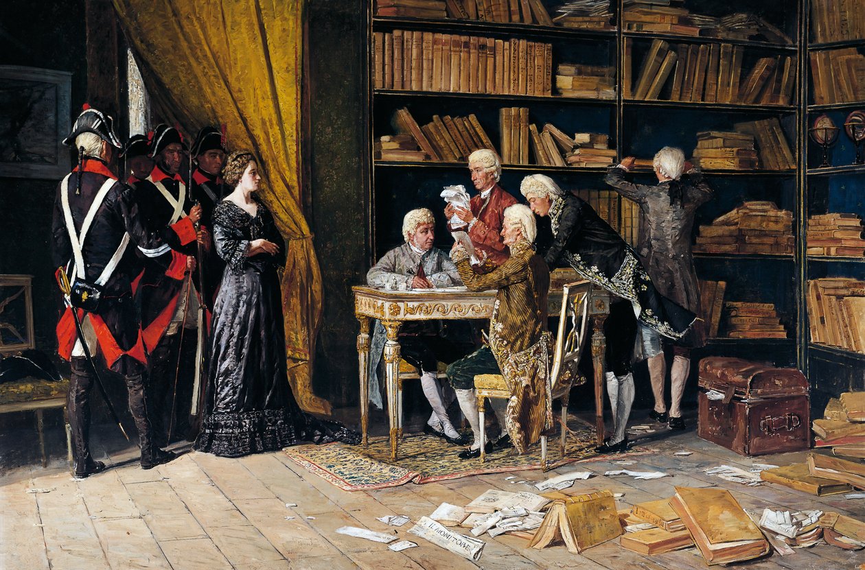 Pesquisa na casa de Eleonora Pimentel, pintura de Domenico Battaglia (1842-1921), óleo sobre tela de Domenico Battaglia