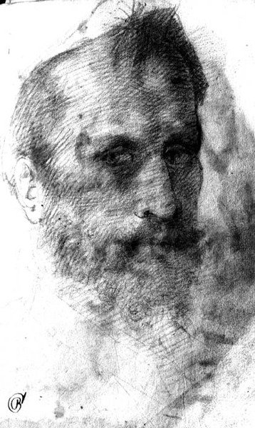 Homem barbudo (giz vermelho) de Domenico Beccafumi
