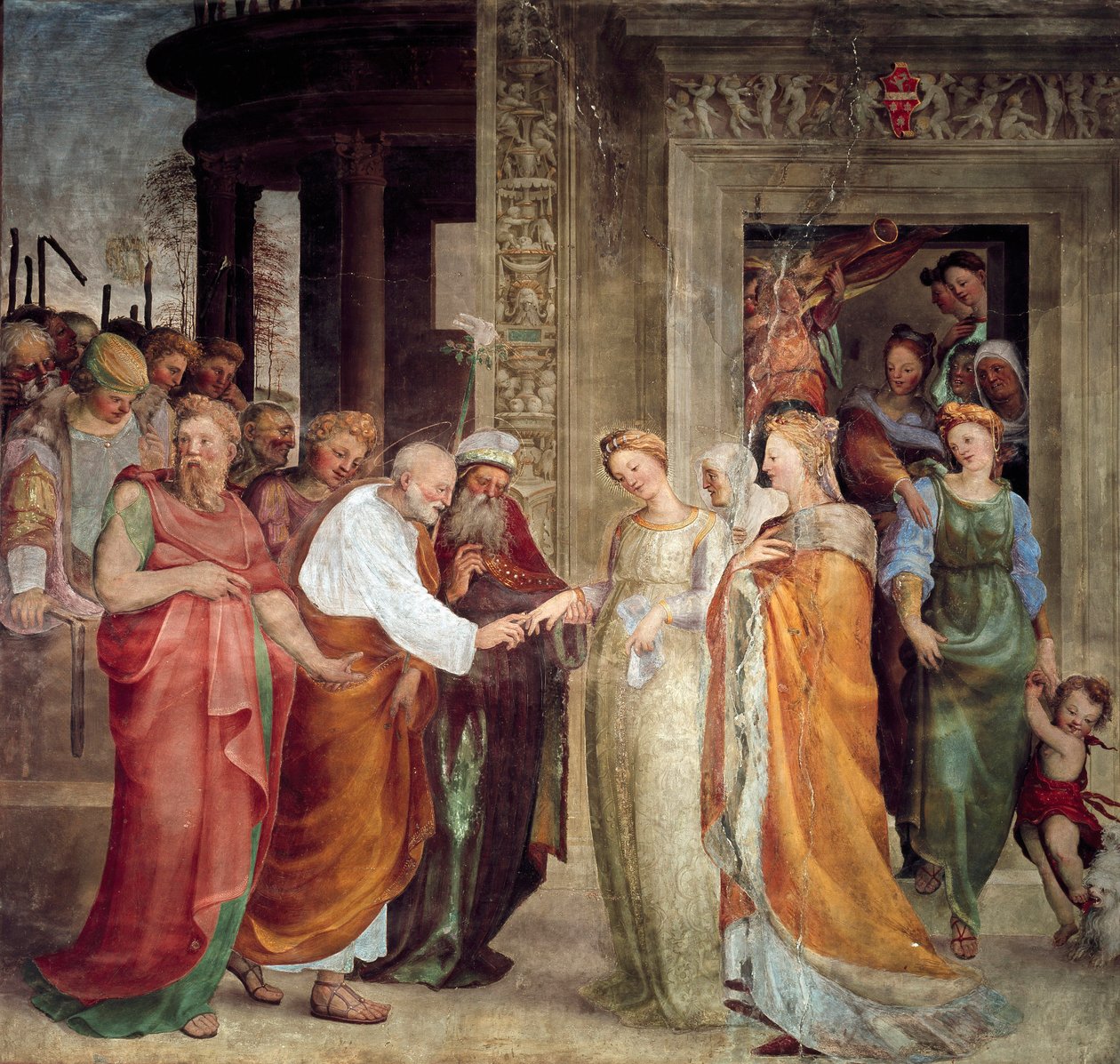O casamento de Nossa Senhora. Pintura de Domenico Beccafumi (1486-1551) de Domenico Beccafumi