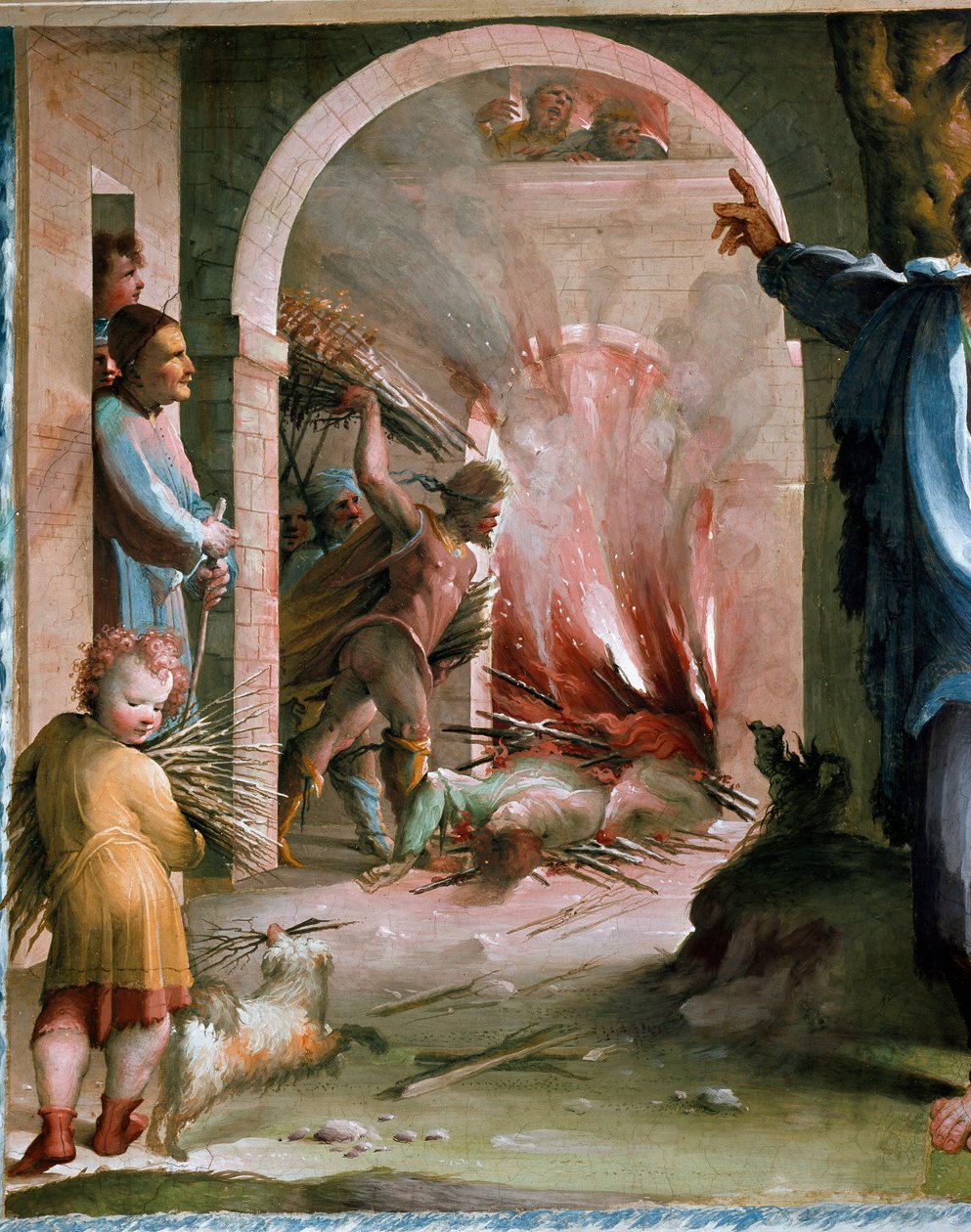 Publius Mucius Scaevola (século II a.C.) jogando seus colegas no Bucher Fresco de Domenico di Giacomo di Pace dit Beccafumi (1486-1551) 1529-1530 Siena (Siena), Palazzo Casini Casuccini de Domenico Beccafumi