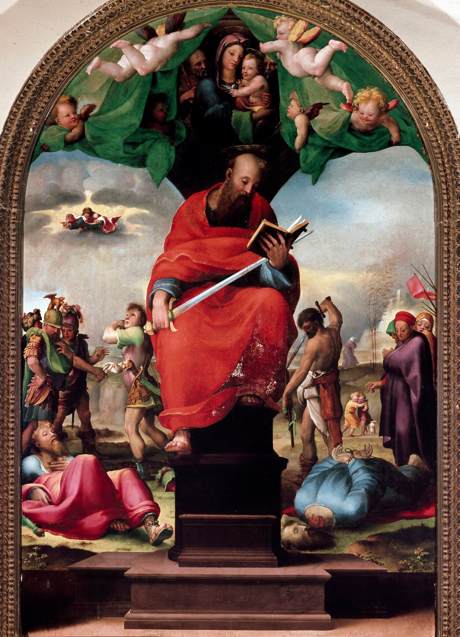 Representação de São Paulo no trono Pintura de Domenico Beccafumi (1486-1551) 1515 aproximadamente. Sol. 2,3x1,5 m Siena, museo dell