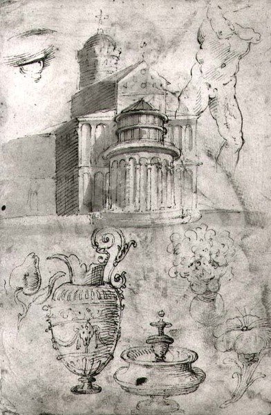 A abside do Duomo, Pisa (caneta e tinta) (foto a p/b) de Domenico Beccafumi