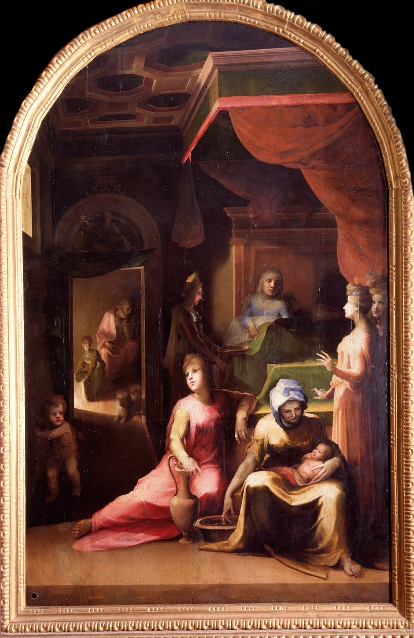 O nascimento da virgem (Pintura, c.1540-1543) de Domenico Beccafumi