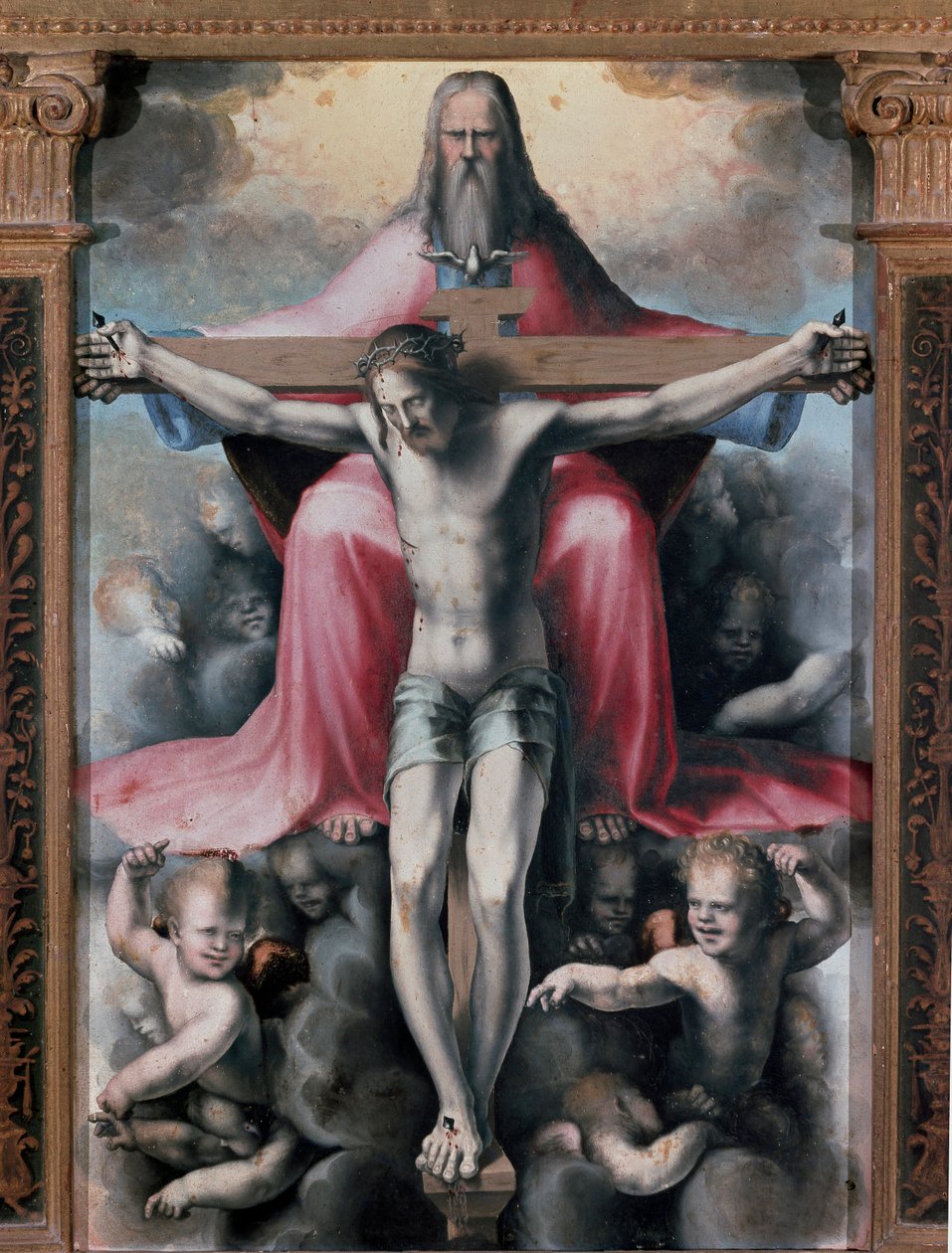 Tríptico da Trindade, Painel central de detalhes: a Trindade. Pintura de Domenico Beccafumi (1486-1551) de Domenico Beccafumi