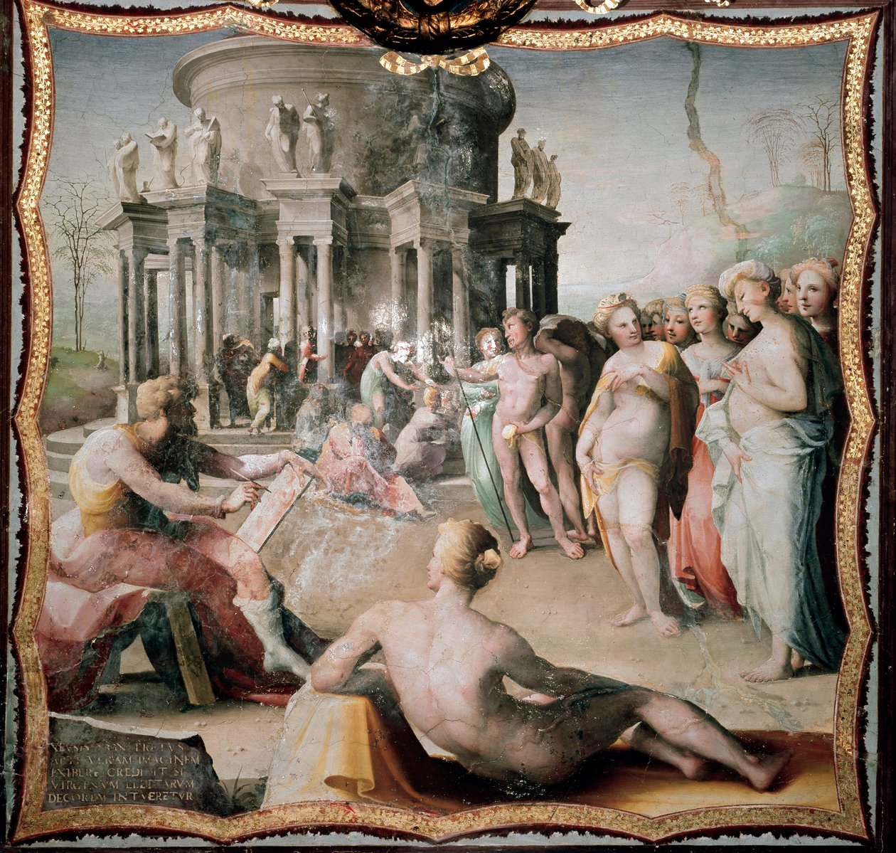 Zeuxis (ou Zeuxippos, pintor grego de Heraclee, 464-398 AC) pintou o retrato de Helena para o templo de Hera em Crotone. Pintura de Domenico Beccafumi (1486-1551) de Domenico Beccafumi