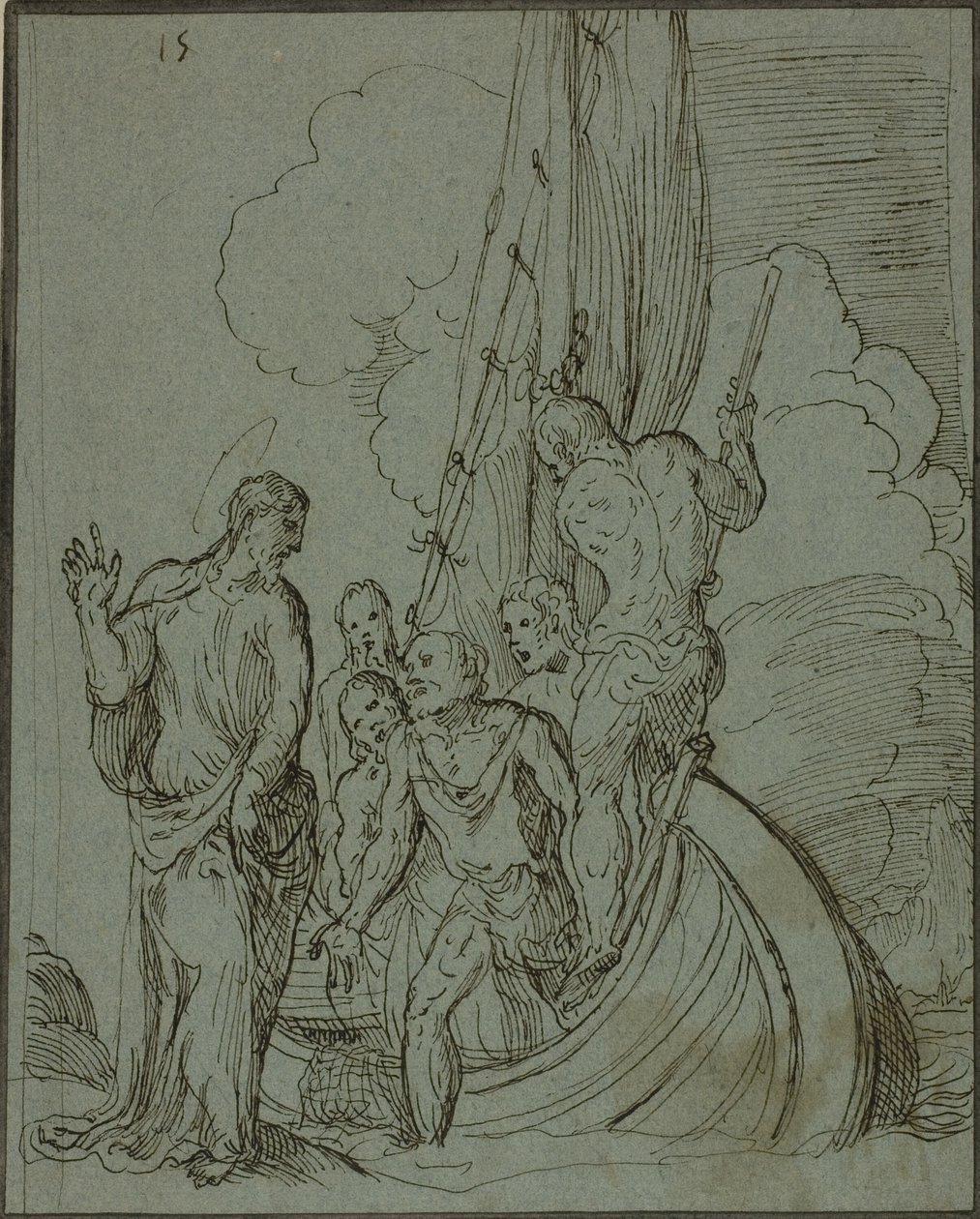 Cristo andando sobre as águas, Pedro seguindo de Domenico Campagnola