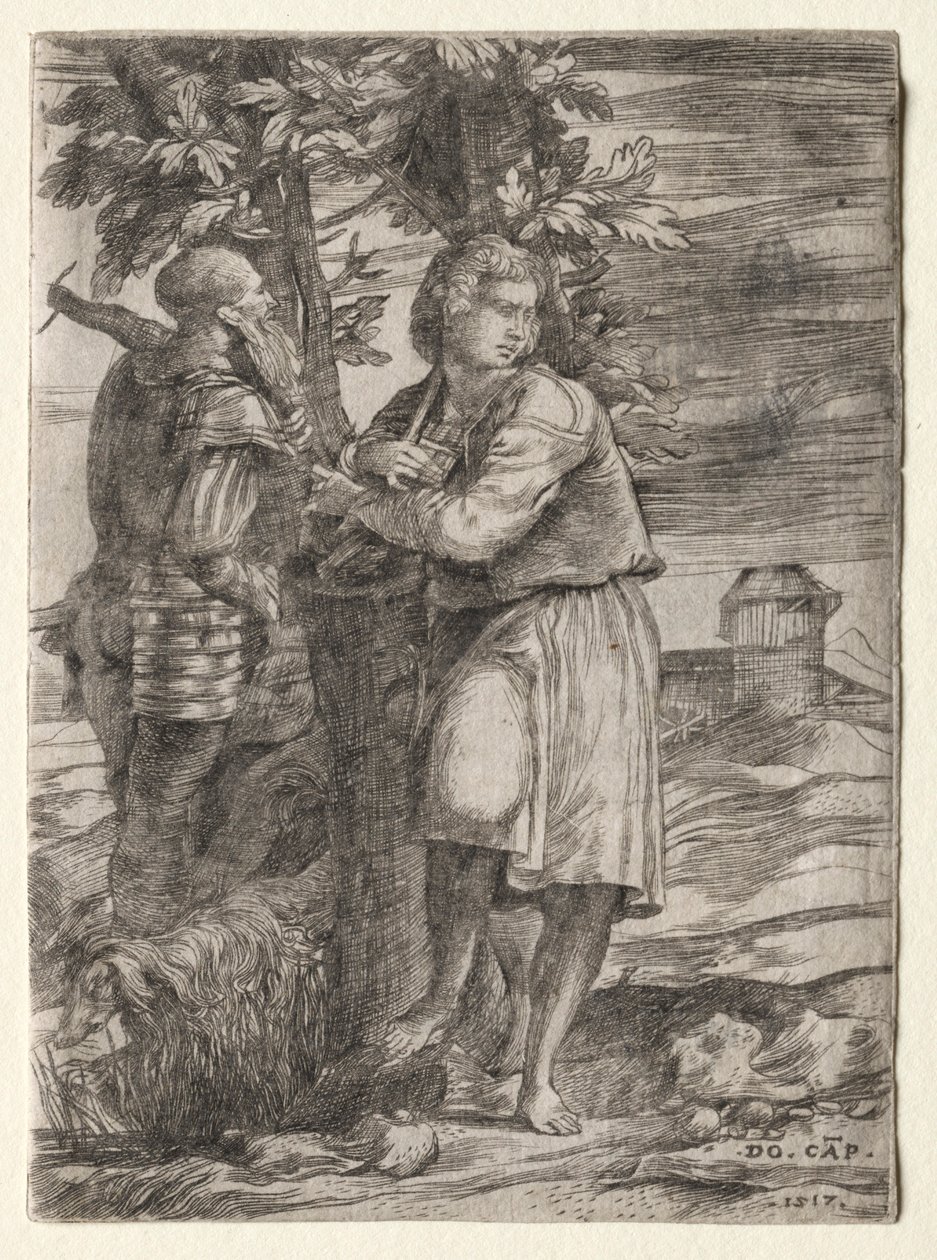 Pastor e Velho Guerreiro, 1517. de Domenico Campagnola