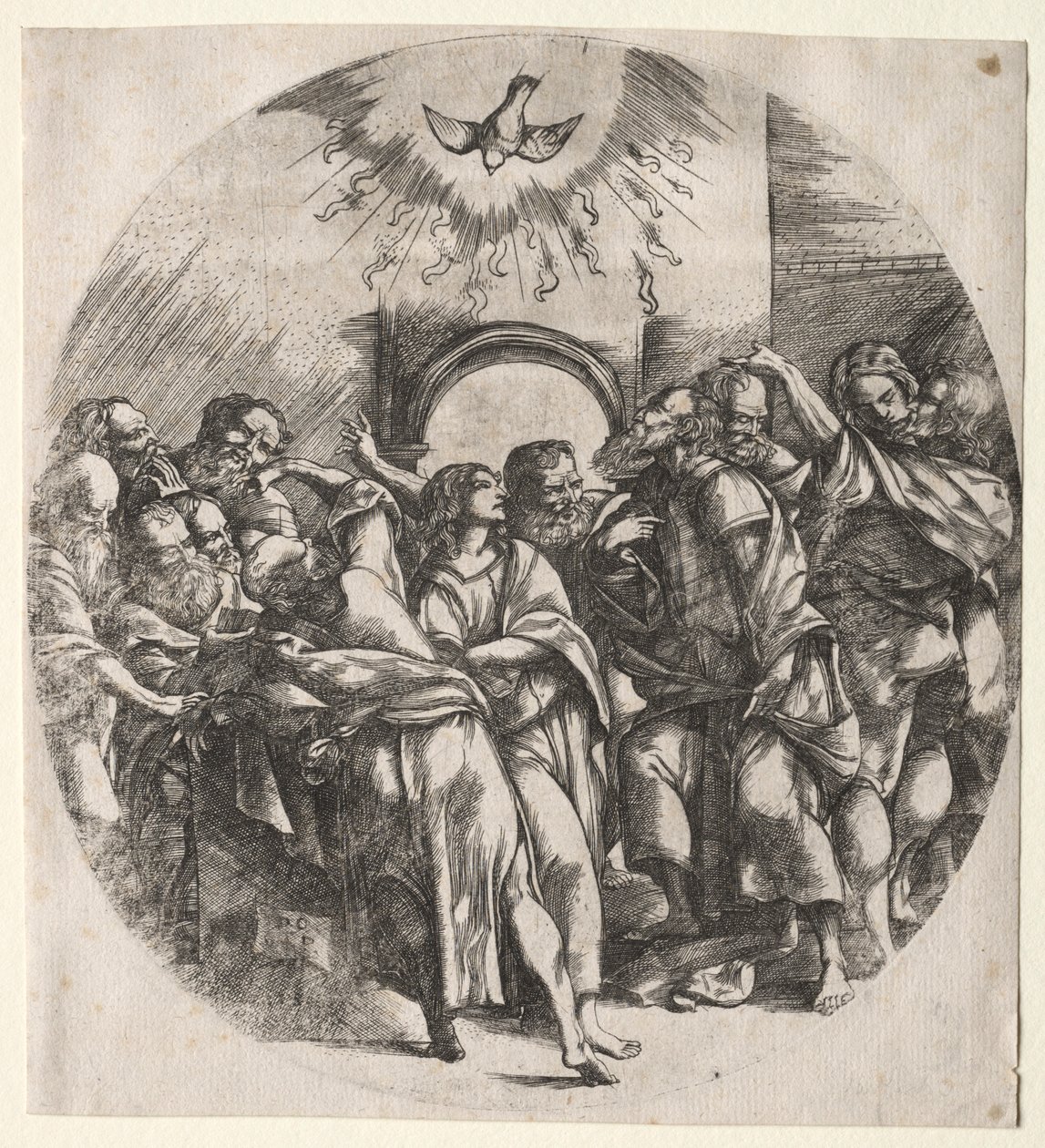 A descida do espírito santo, 1518. de Domenico Campagnola