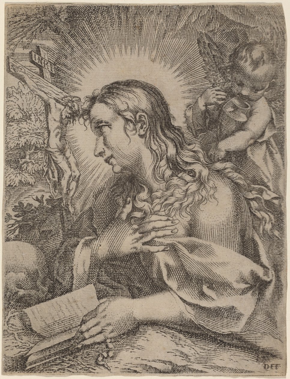 A Madalena Penitente de Domenico Falcini after Francesco Villamena after Francesco Vanni