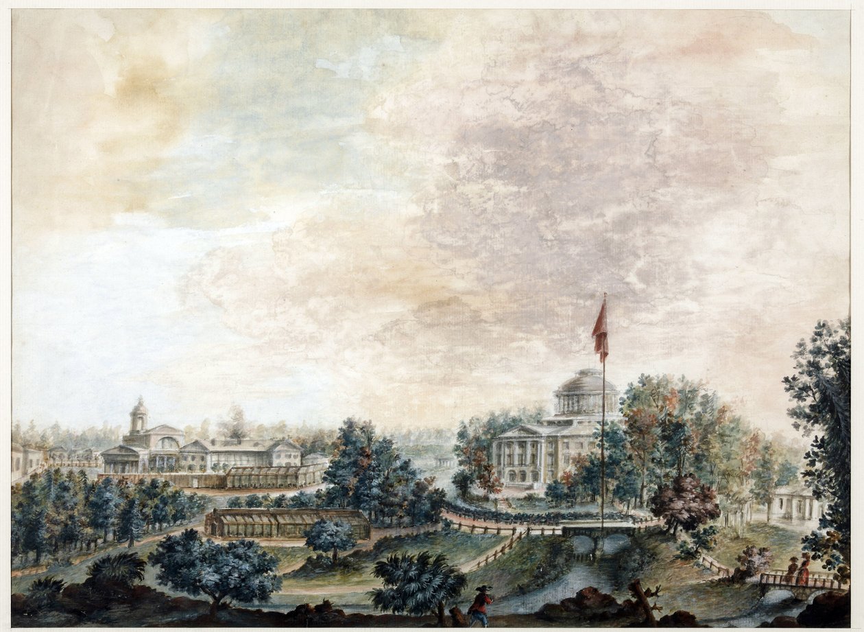Palais de Pavlosk (1782-1786) - Palácio de Pavlovsk - Domenico Felice Lamoni (1745-1830). Aquarela e cor branca sobre papel, depois de 1786. Museu Estadual de História de São Petersburgo de Domenico Felice Lamoni