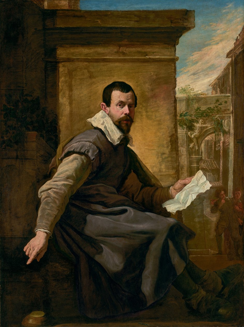 Retrato de um homem com uma folha de música de Domenico Fetti