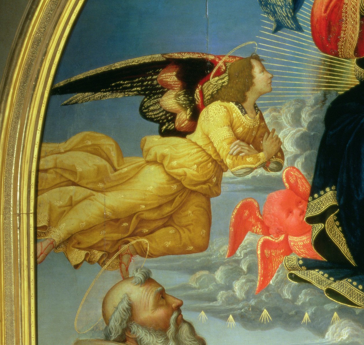 Cristo em Glória com São Benedito c.480-547, São Romano c. 952-1027, Santa Ástia, São Gregânia e o doador, o abade Buonvicini, detalhe do painel de 1492 de 85137 de Domenico Ghirlandaio
