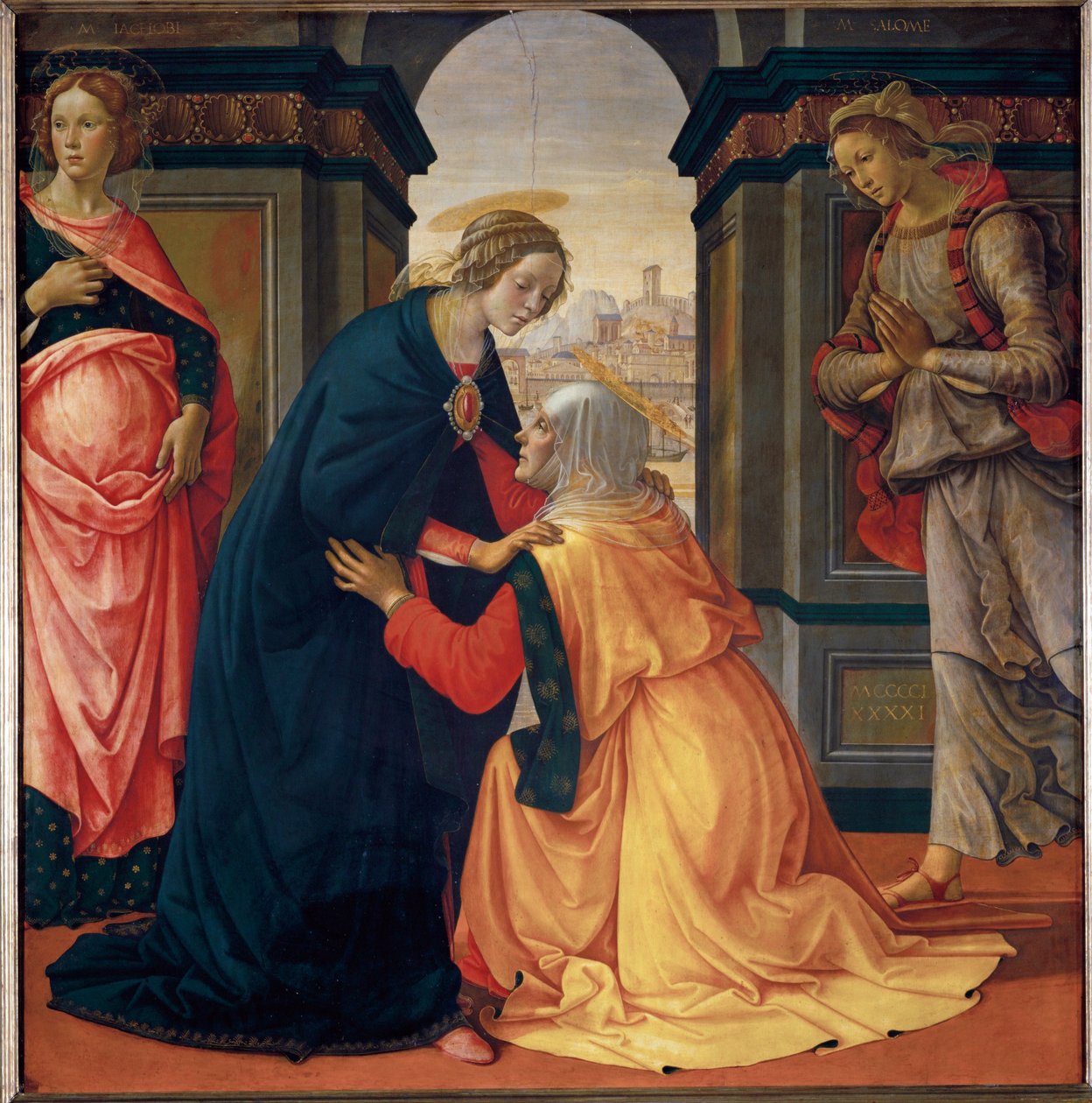 A visita entre Marie-Jacobie e Marie-Salome ... de Domenico Ghirlandaio