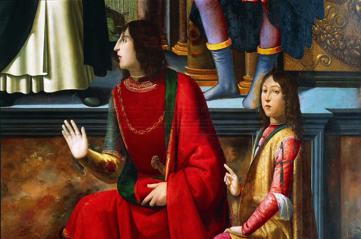 Pandolfo IV Malatesta e Carlo Malatesta, detalhe de Sain Vincent Ferrer Altarpiece de Domenico Ghirlandaio