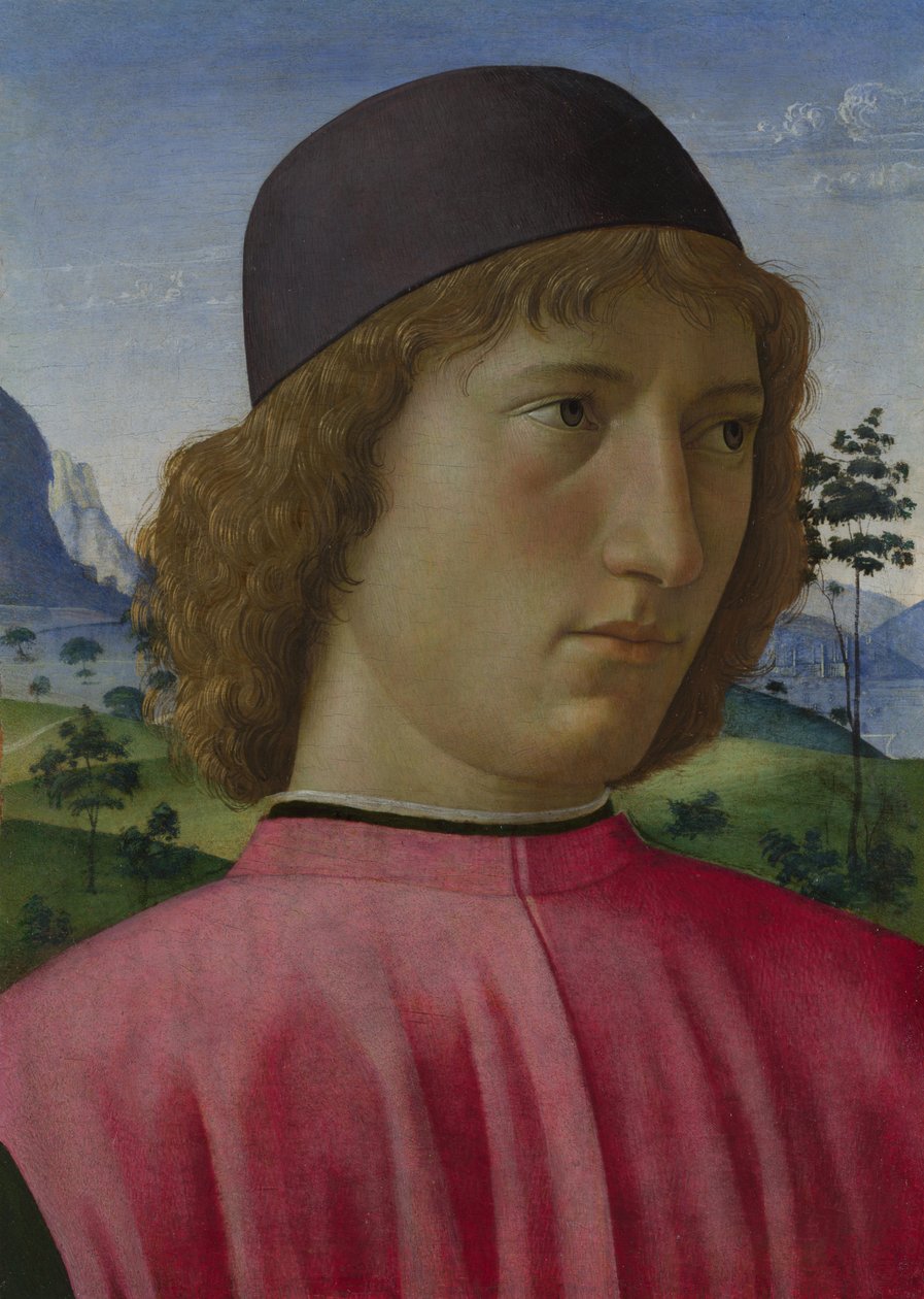 Retrato de um jovem em vermelho, ca 1485 de Domenico Ghirlandaio