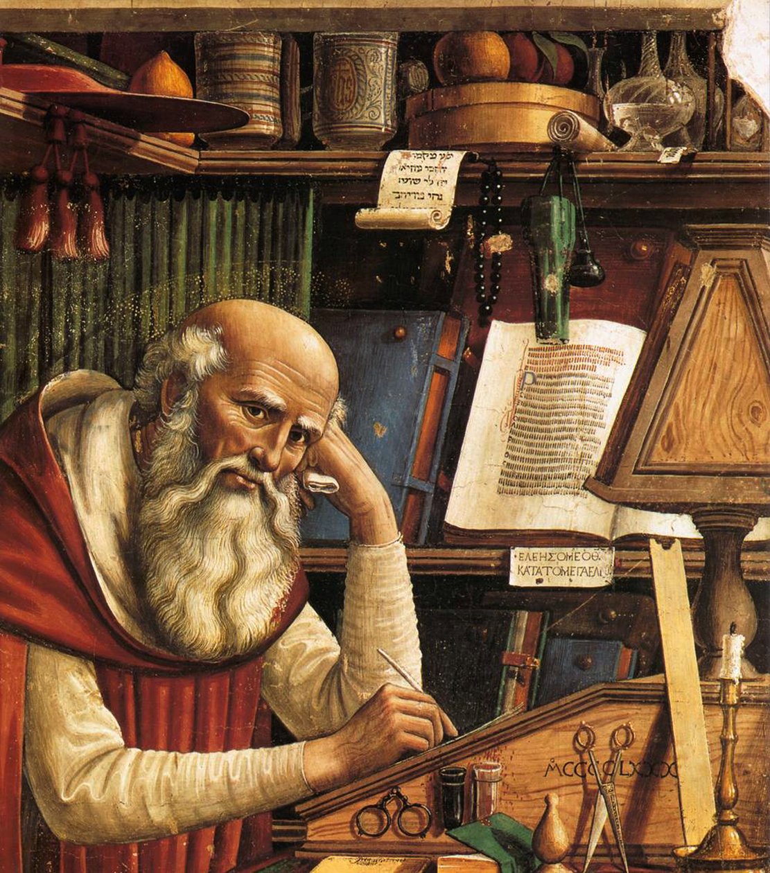 São Jerônimo em seu Detalhe de Estudo, 1480 de Domenico Ghirlandaio