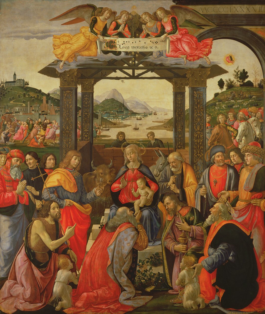 A Adoração dos Magos, 1488 (têmpera no painel) (para detalhes, ver 120935) de Domenico Ghirlandaio