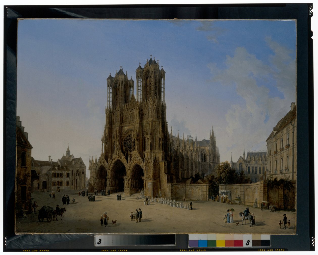 A Catedral de Notre-Dame de Rheims com a procissão dos comungantes de Domenico II Quaglio