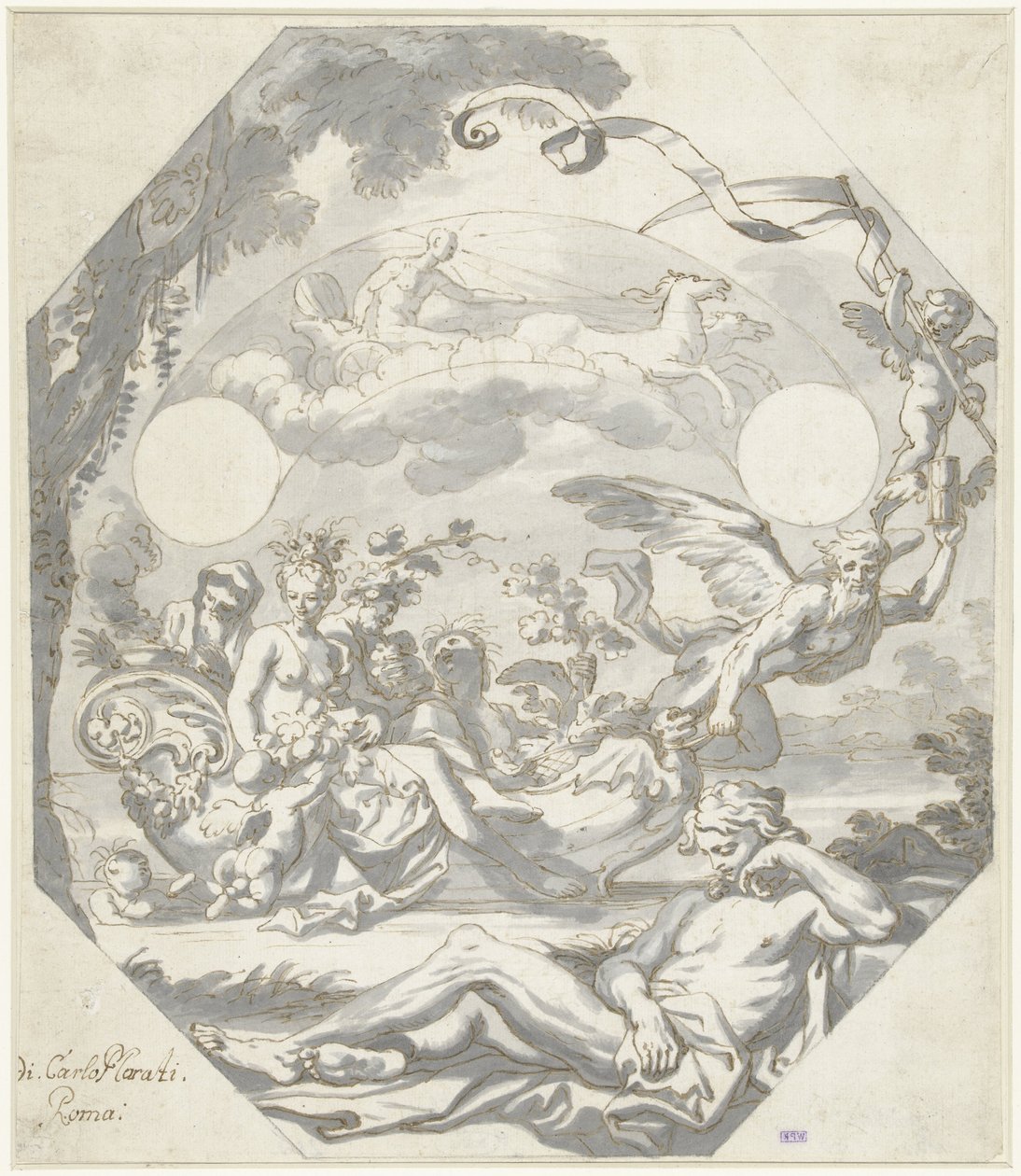 Design para um mostrador com uma alegoria mitológica de Domenico I Piola (attributed to)