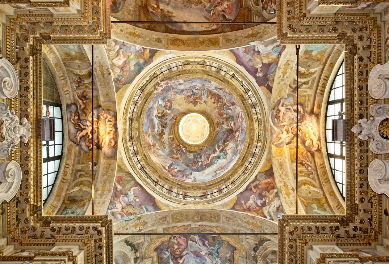A cúpula com a representação da Coroação da Virgem, detalhe, último século XXI de Domenico I Piola
