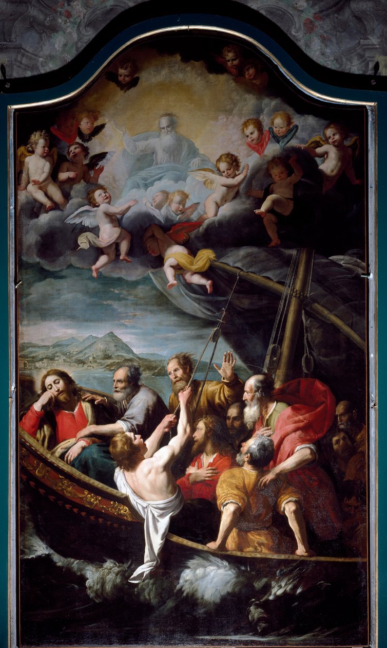 São Nicolau acalma a tempestade. Pintura de Domenico Fiasella dit il Sarzana (1589-1669) Sestri Ponente, Igreja de Santa Maria dell