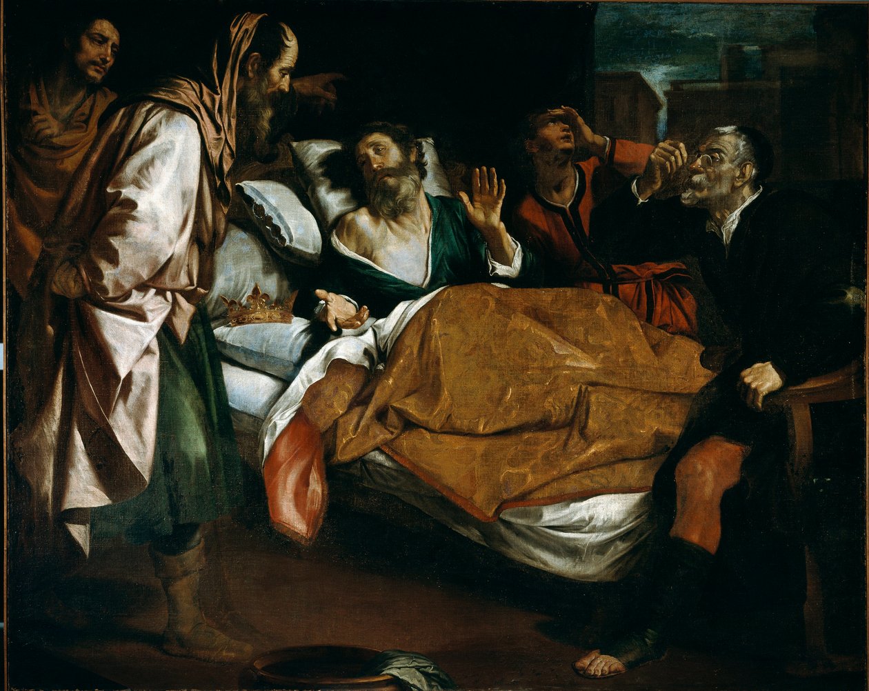 A Morte do Profeta Ezechiel Pintura de Domenico Fiasella dit il Sarzana (1589-1669) Galleria di Palazzo Bianco do século XVII, Genes de Domenico Il Sarzana Fiasella