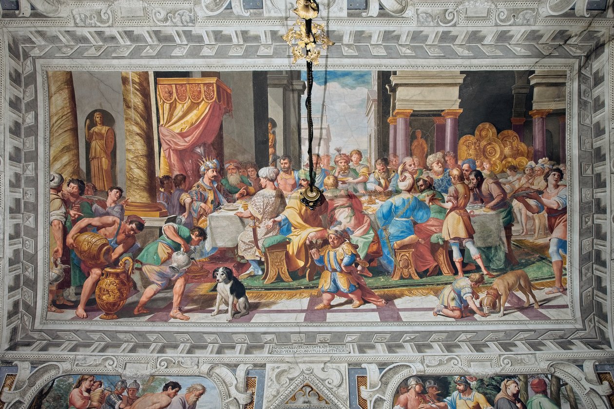 O banquete de Ahasuerus, depois de 1621 (fresco) de Domenico Il Sarzana Fiasella