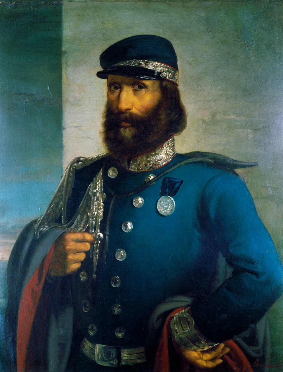 Giuseppe Garibaldi como general do Exército da Sardenha de Domenico Induno