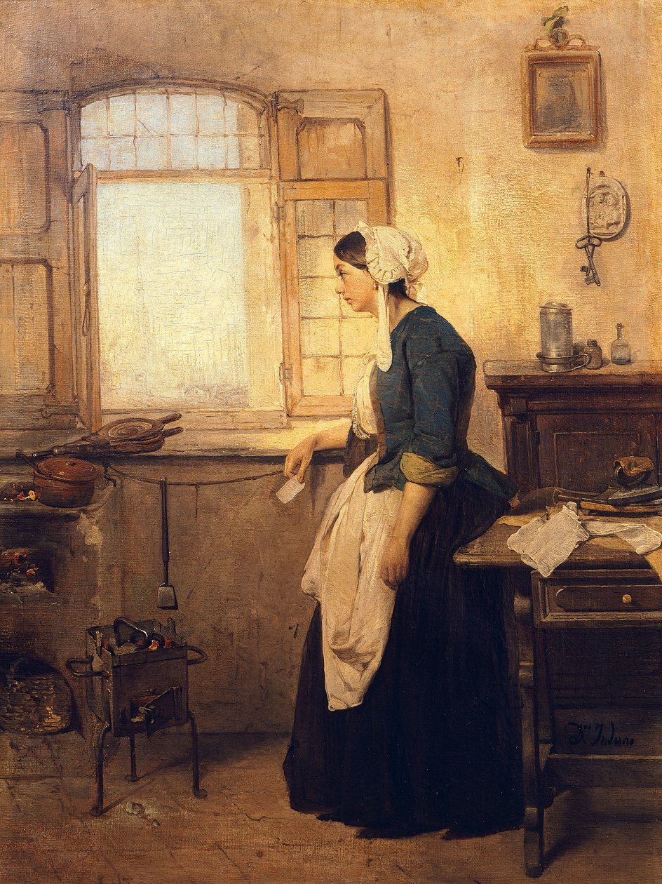 Carta, por Domenico Induno (1815-1878), óleo sobre tela de Domenico Induno